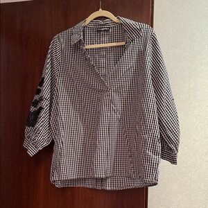 Karl Lagerfeld Black and White Gingham Blouse